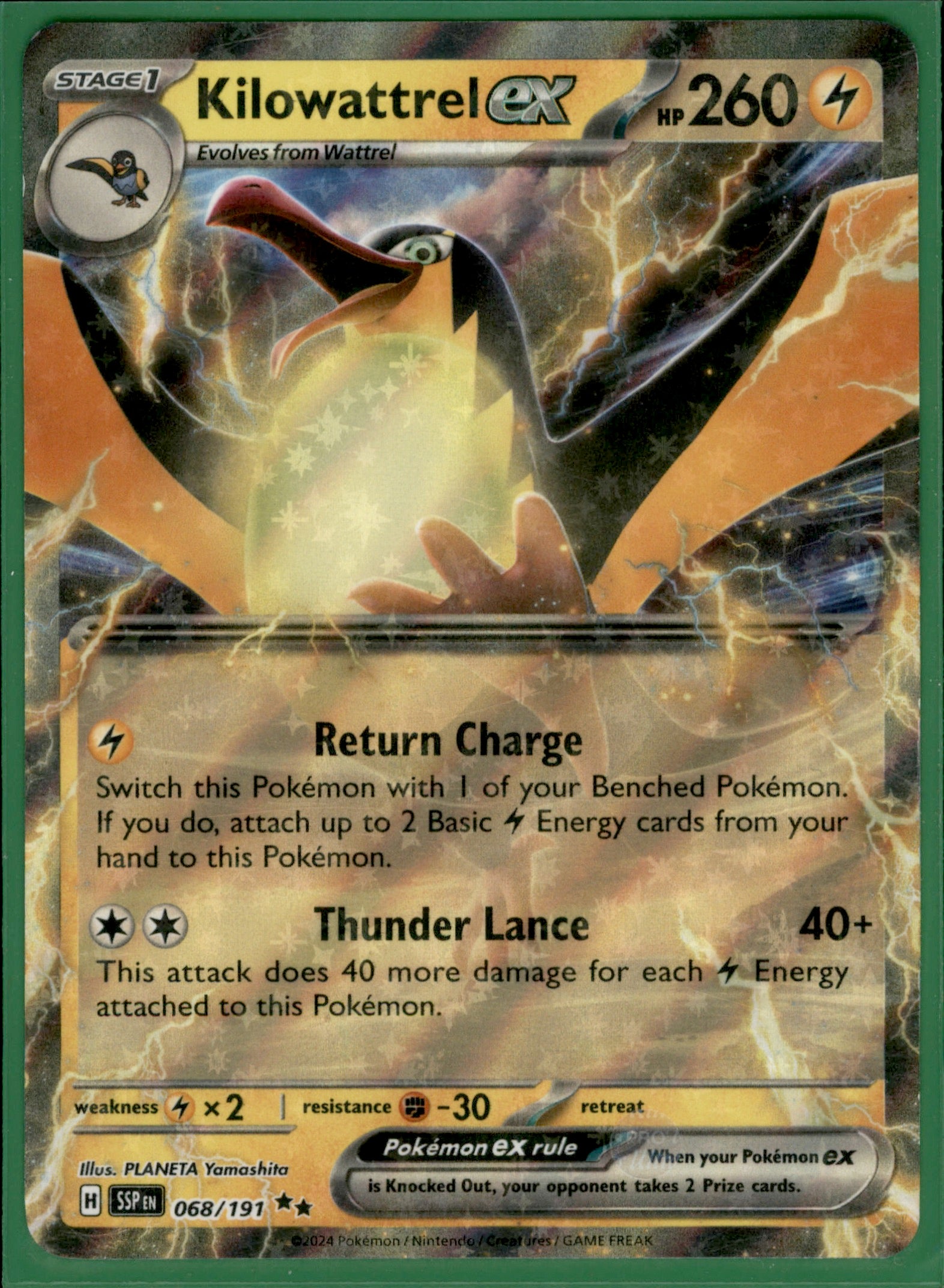 Kilowattrel ex Double Rare SV08: Surging Sparks 068/191 NM