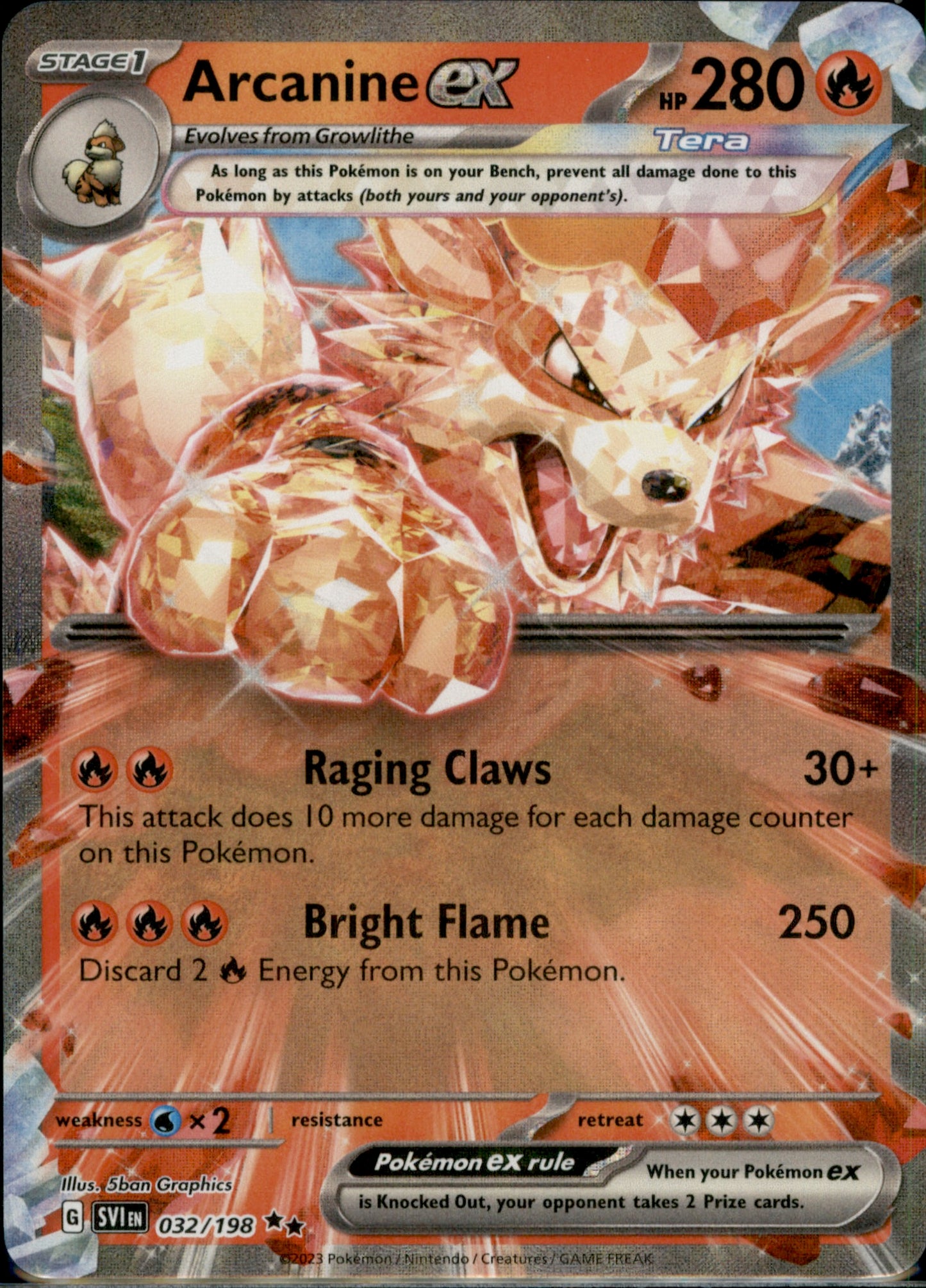 Arcanine ex Double Rare SV01: Scarlet & Violet Base Set 032/198 NM
