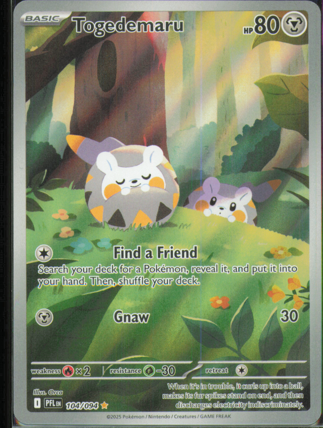 Togedemaru Illustration Rare ME02: Phantasmal Flames 104/094 NM