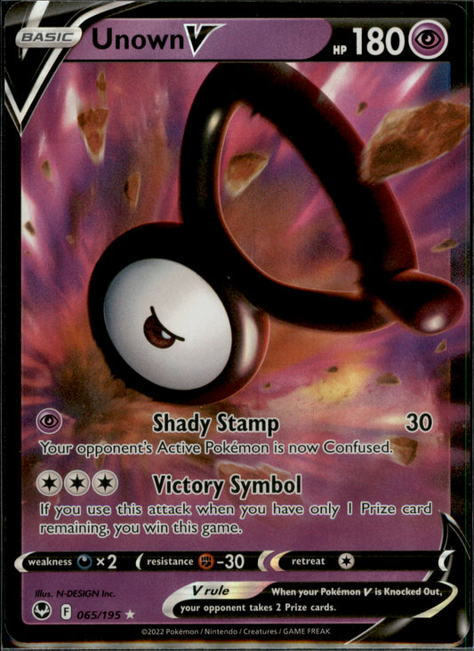 Unown V Ultra Rare SWSH12: Silver Tempest 065/195 NM