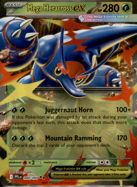 Mega Heracross ex Double Rare ME02: Phantasmal Flames 004/094 NM