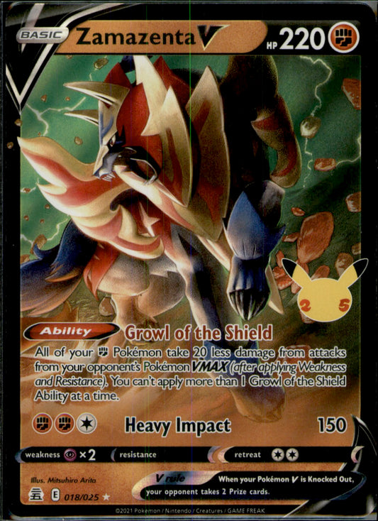 Zamazenta V Ultra Rare Celebrations 018/025 NM