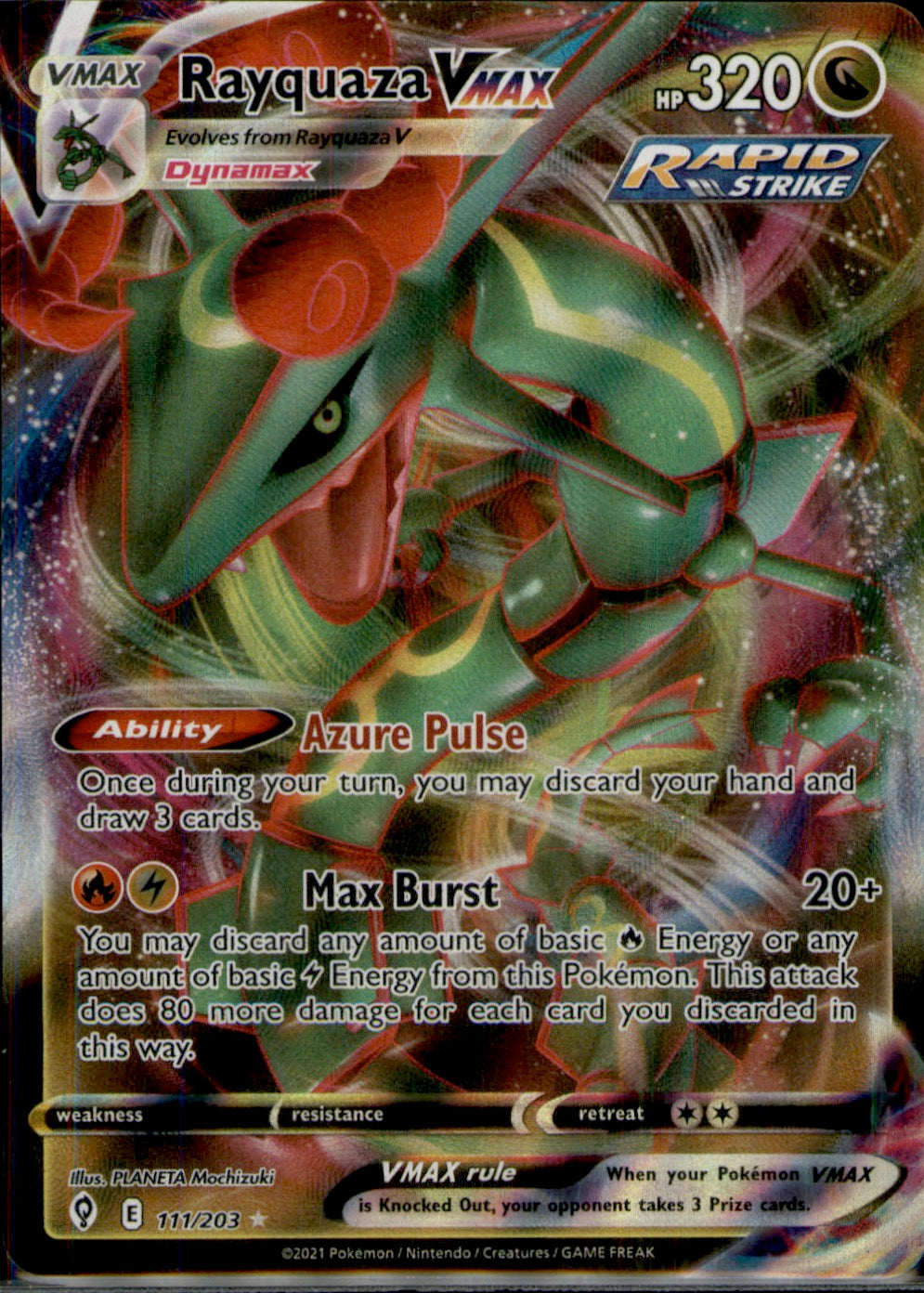 Rayquaza VMAX Ultra Rare SWSH07: Evolving Skies 111/203 NM