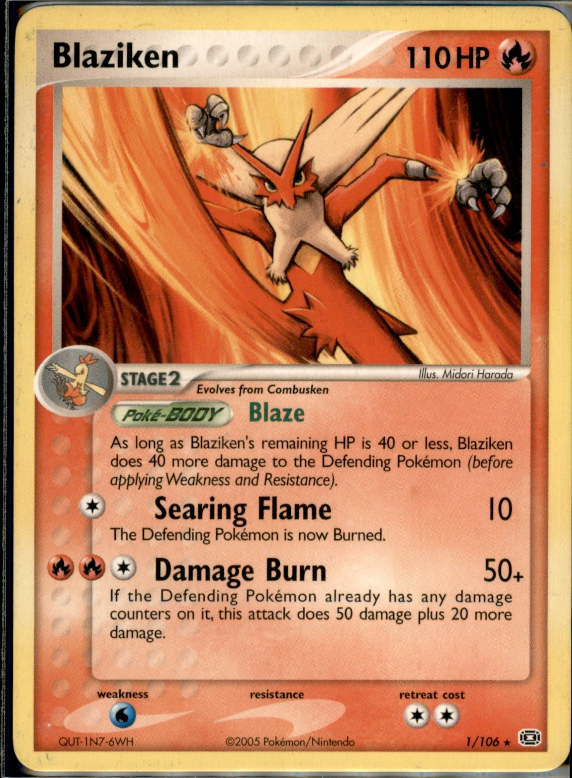 Blaziken Holo Rare Emerald 1/106 NM
