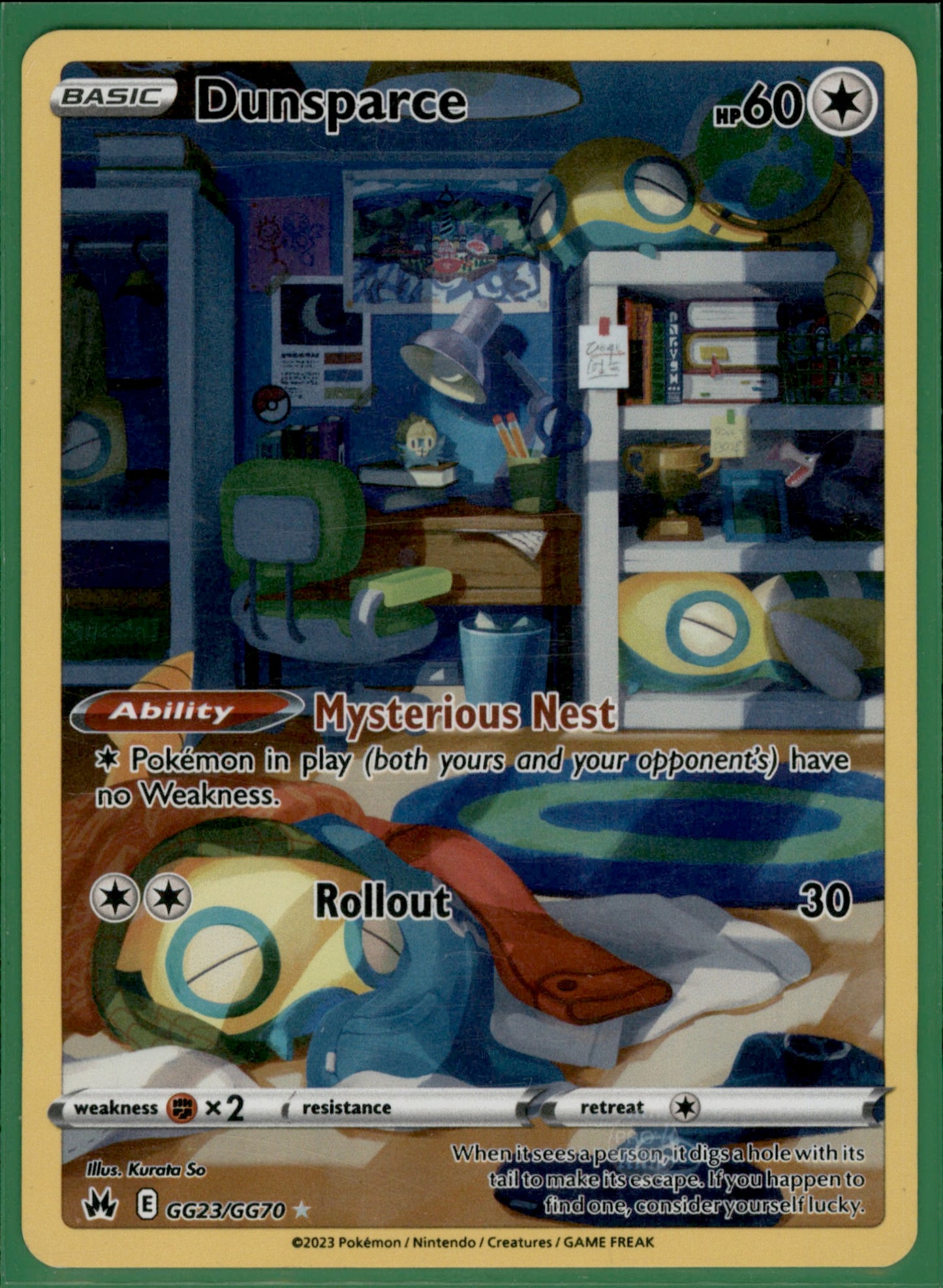 Dunsparce Ultra Rare Crown Zenith: Galarian Gallery GG23/GG70 NM