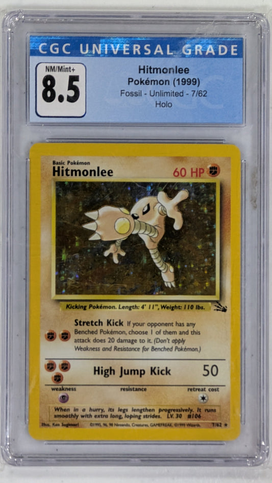 Hitmonlee Holo Rare Fossil CGC 8.5 - 07/62 NM